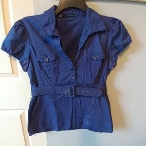Blue Top with Belt